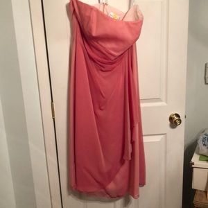 Pink Chiffon Tea Length Dress
